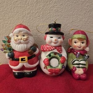 3 Mr Christmas Light Ornaments.. Snowman, Elf & Santa